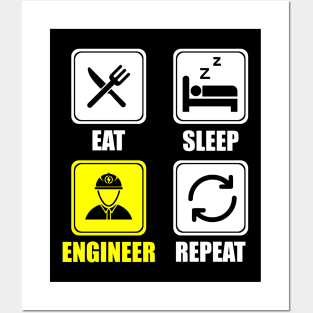 Cute Eat Sleep Engineer Repeat Engineering Funny Posters and Art